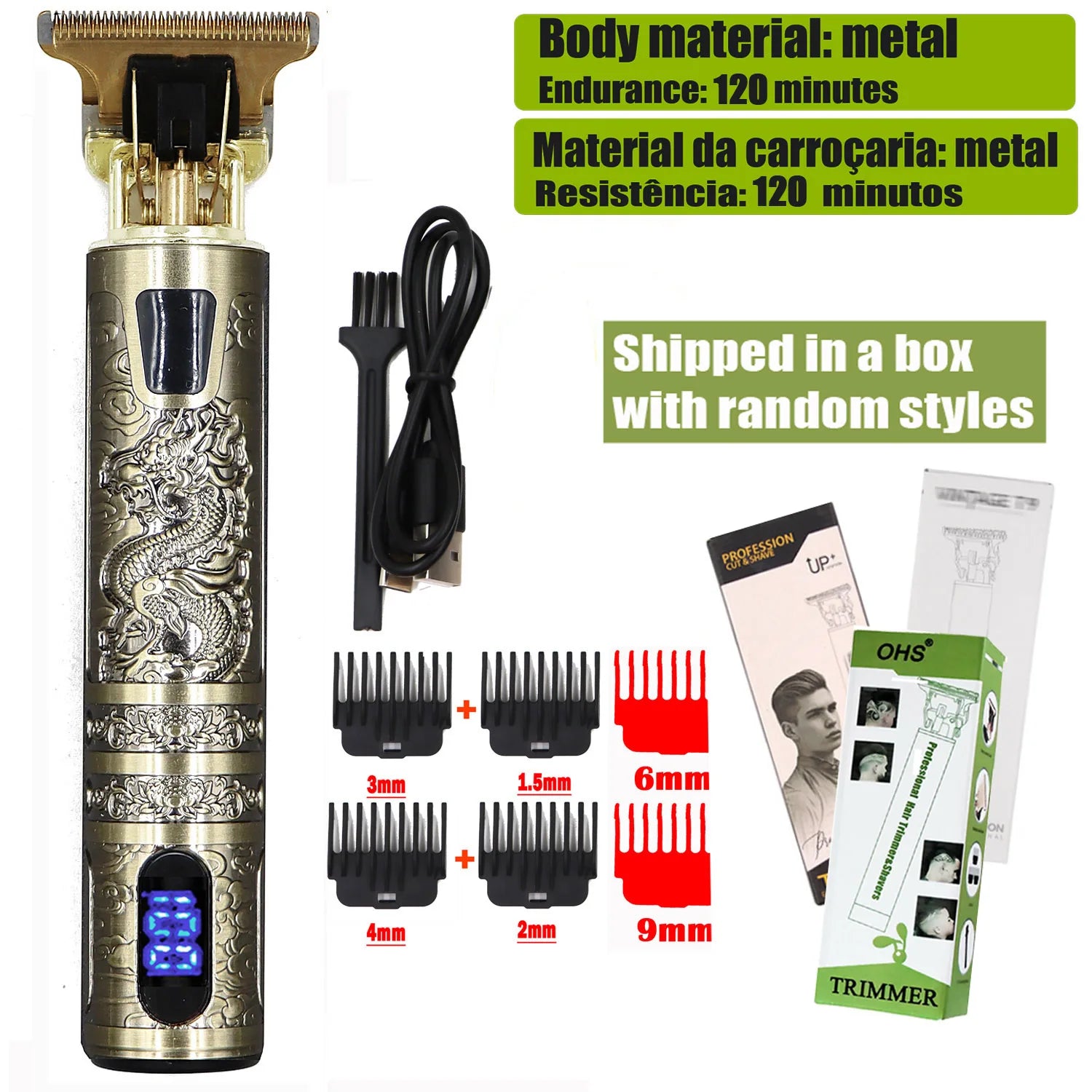 Vintage Hair Clipper USB Charging Hair Cutting Machine Electric Hair Trimmer Portable Shaver Professional Barber Boyfriend Gift