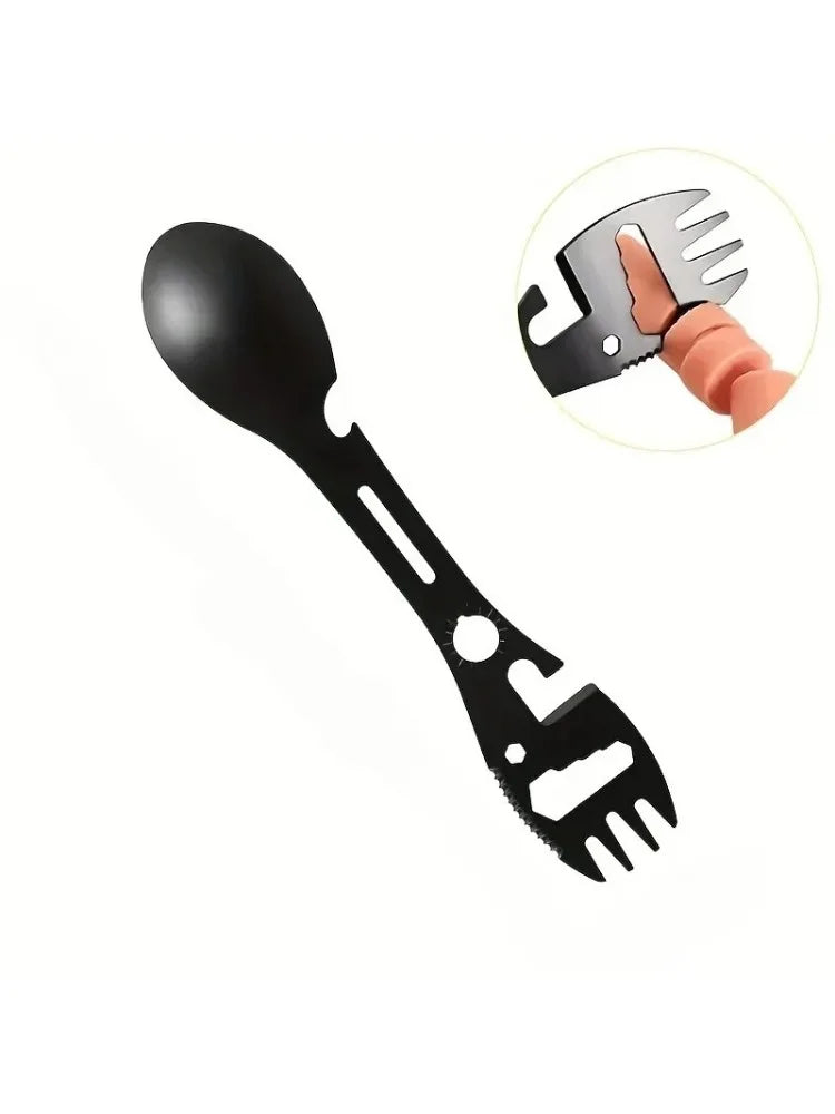 Multifunctional Whistle Knife Outdoor Camping Survival Spork Kitchen Multifunctional Wrench Bottle Opener Spoon.