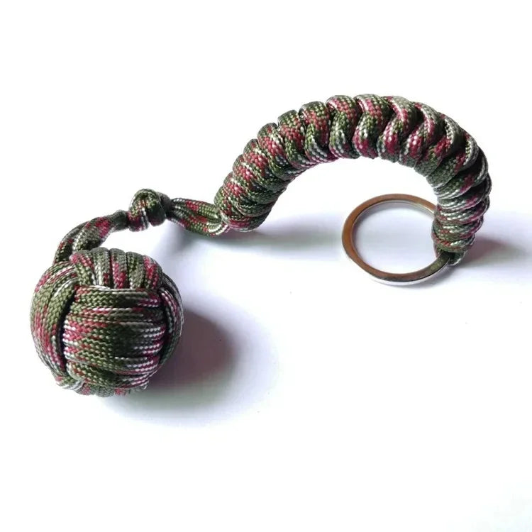 Outdoor Security Protection Black Monkey Fist Steel Ball for Girl Bearing Self Defense Lanyard Survival Key Chain Broken Windows