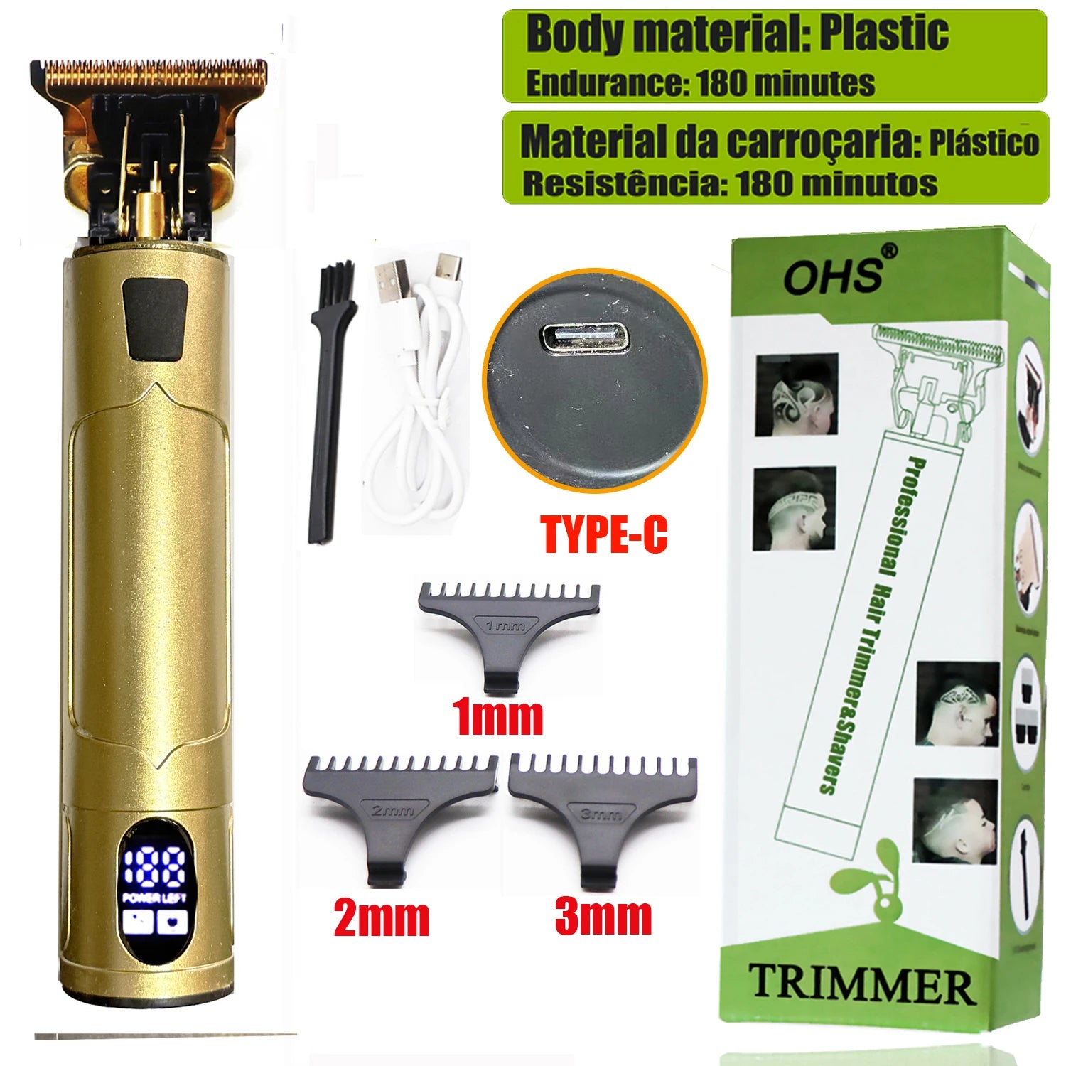 Vintage Hair Clipper USB Charging Hair Cutting Machine Electric Hair Trimmer Portable Shaver Professional Barber Boyfriend Gift