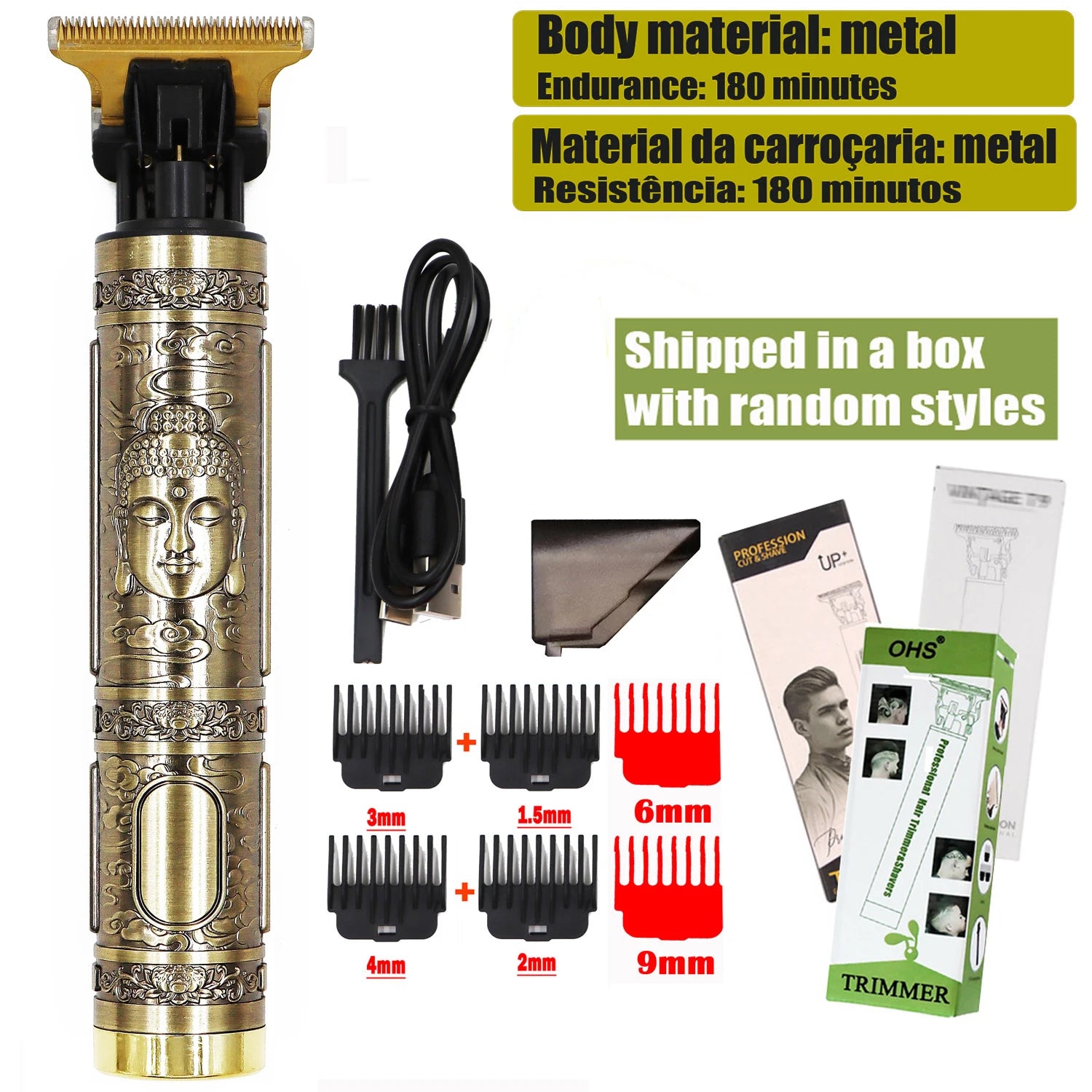 Vintage Hair Clipper USB Charging Hair Cutting Machine Electric Hair Trimmer Portable Shaver Professional Barber Boyfriend Gift