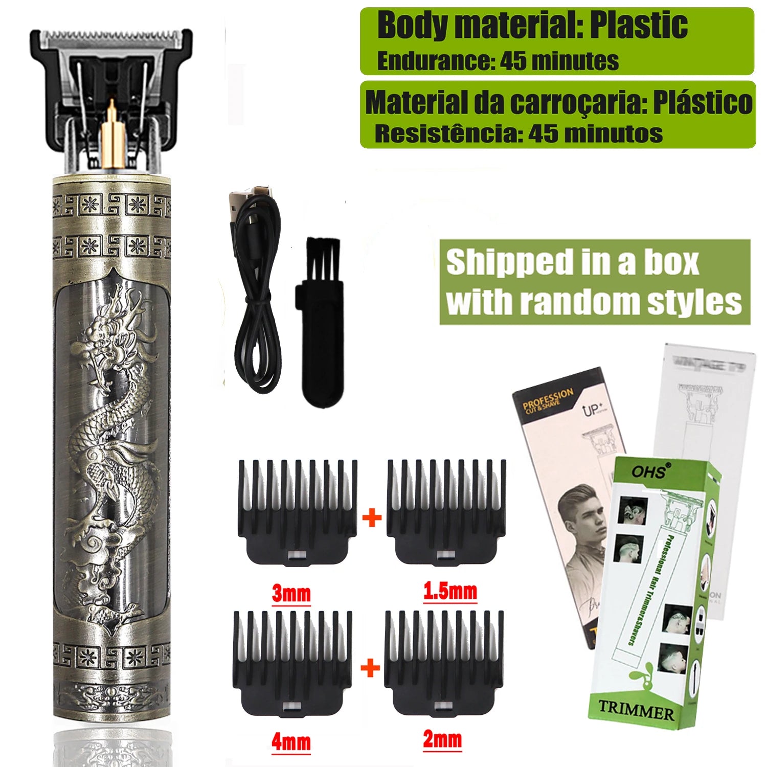 Vintage Hair Clipper USB Charging Hair Cutting Machine Electric Hair Trimmer Portable Shaver Professional Barber Boyfriend Gift