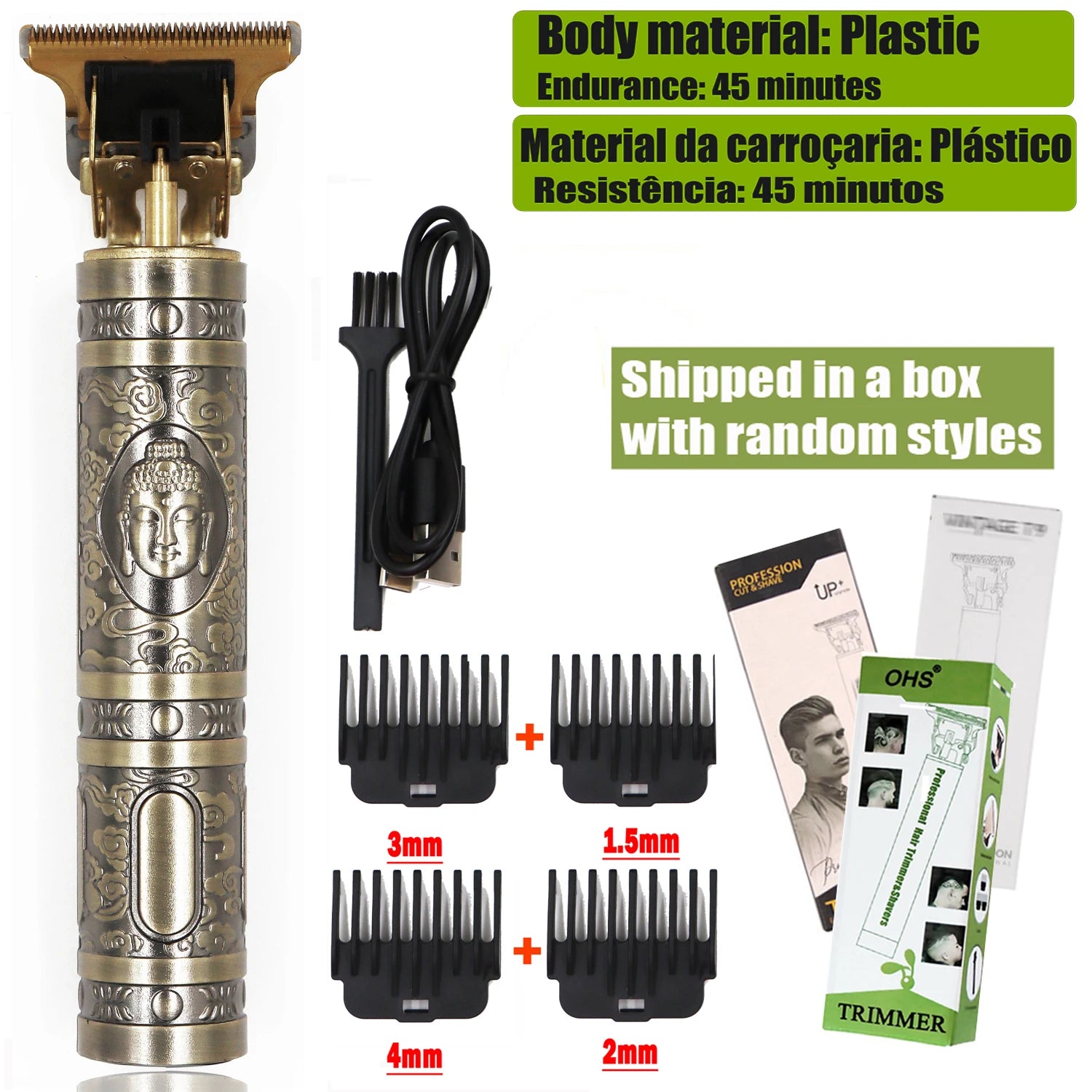 Vintage Hair Clipper USB Charging Hair Cutting Machine Electric Hair Trimmer Portable Shaver Professional Barber Boyfriend Gift