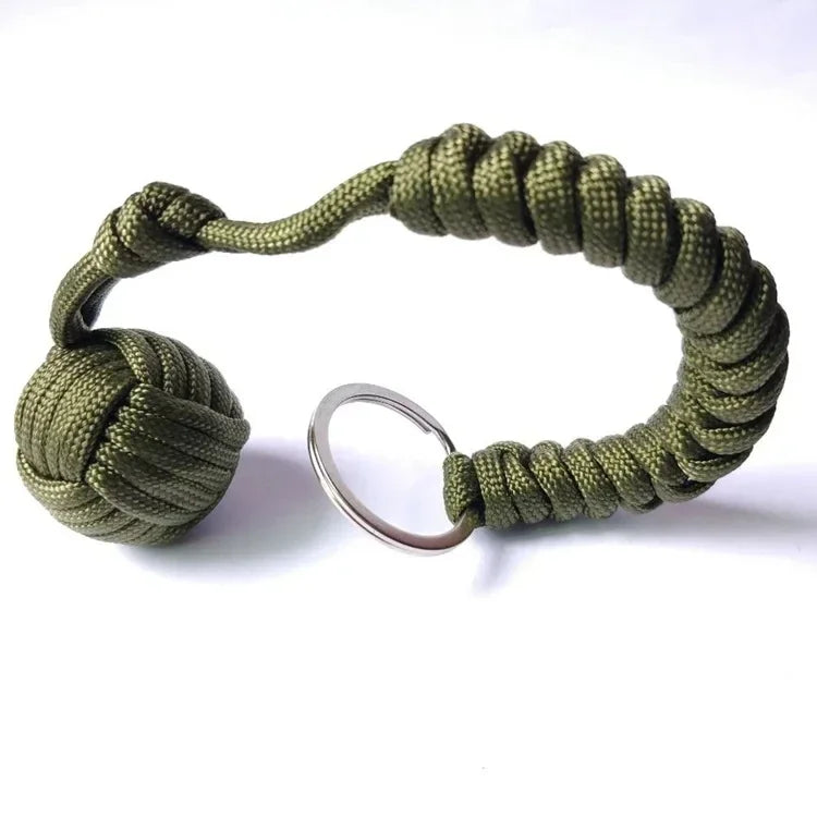 Outdoor Security Protection Black Monkey Fist Steel Ball for Girl Bearing Self Defense Lanyard Survival Key Chain Broken Windows
