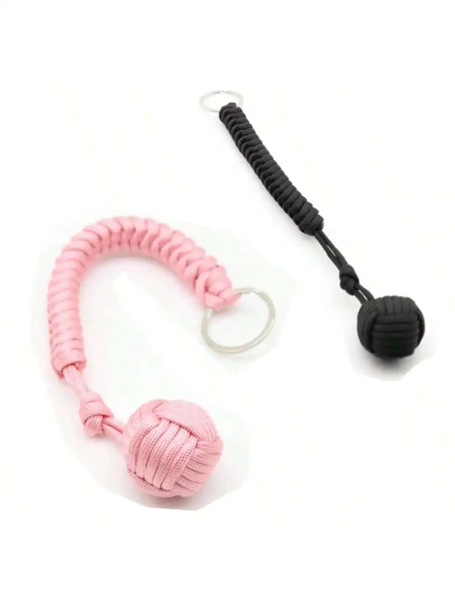 Outdoor Security Protection Black Monkey Fist Steel Ball for Girl Bearing Self Defense Lanyard Survival Key Chain Broken Windows