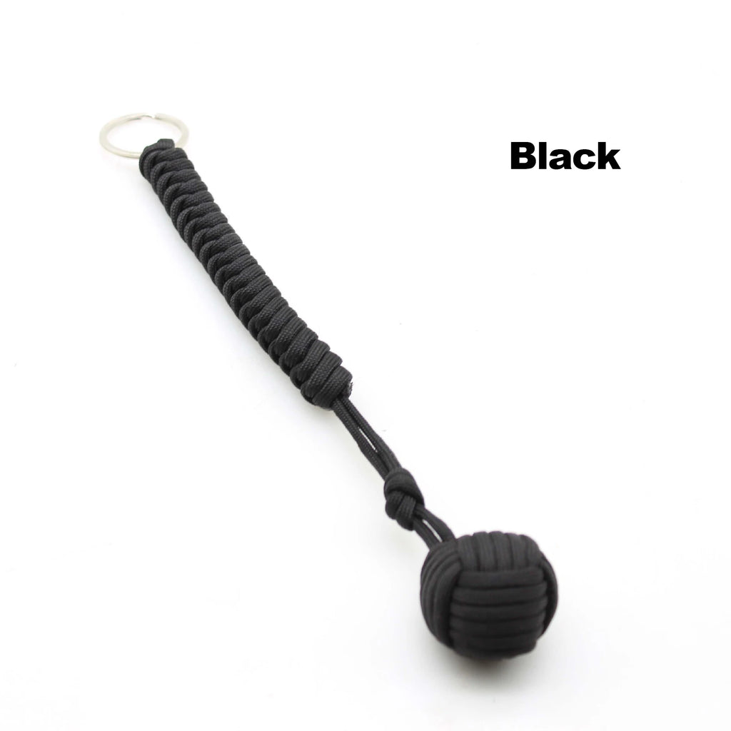 Outdoor Security Protection Black Monkey Fist Steel Ball for Girl Bearing Self Defense Lanyard Survival Key Chain Broken Windows