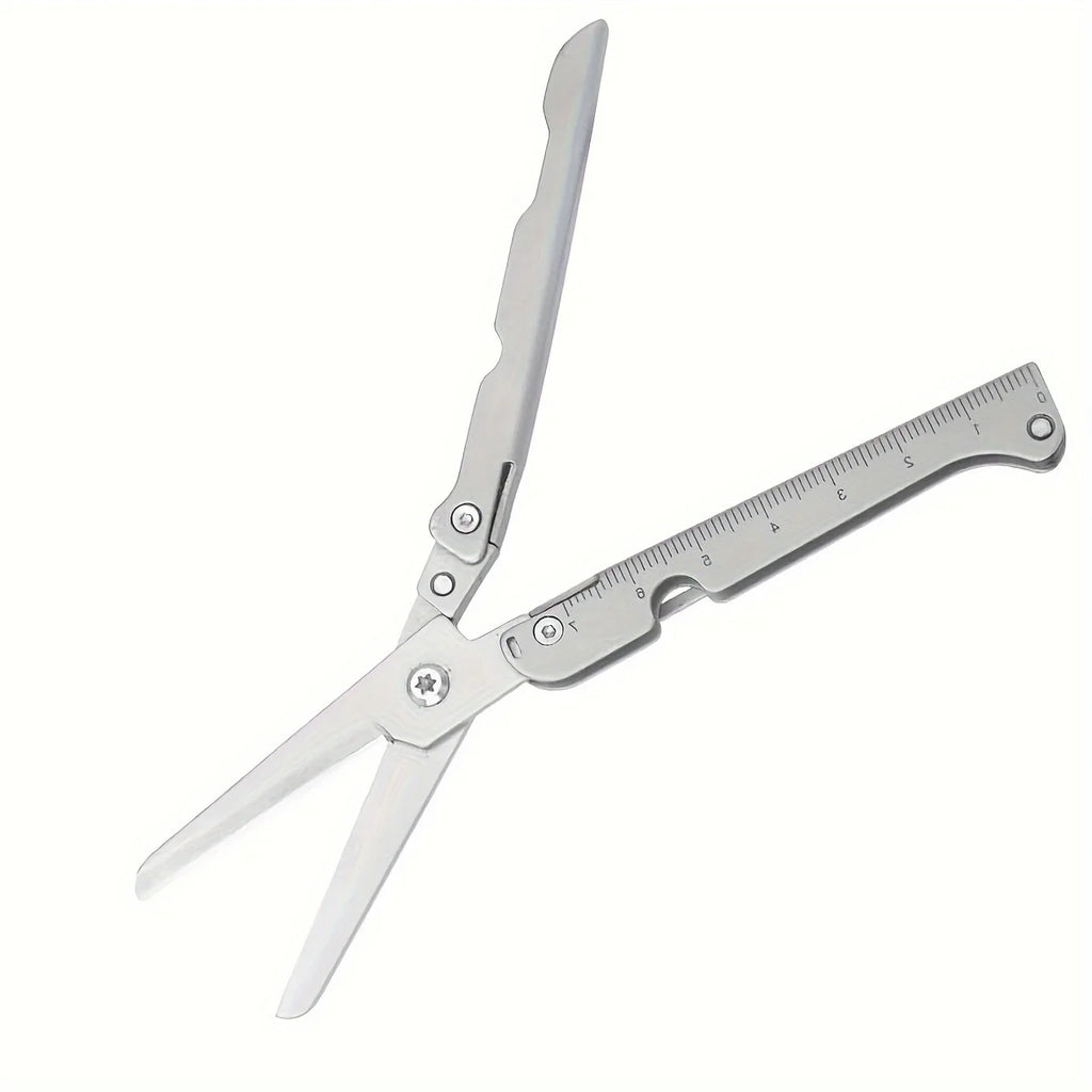 Portable Multifunctional Folding Scissors, Stainless Steel Outdoor Survival Tool for Camping Fishing Hunting