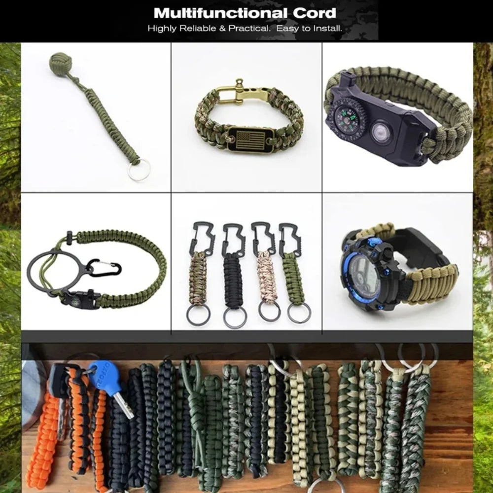 9 Strand 4mm Military Paracord 650 LB Outdoor Survival Tactical Parachute Cord 50m/100m for Camping Weaving Rope