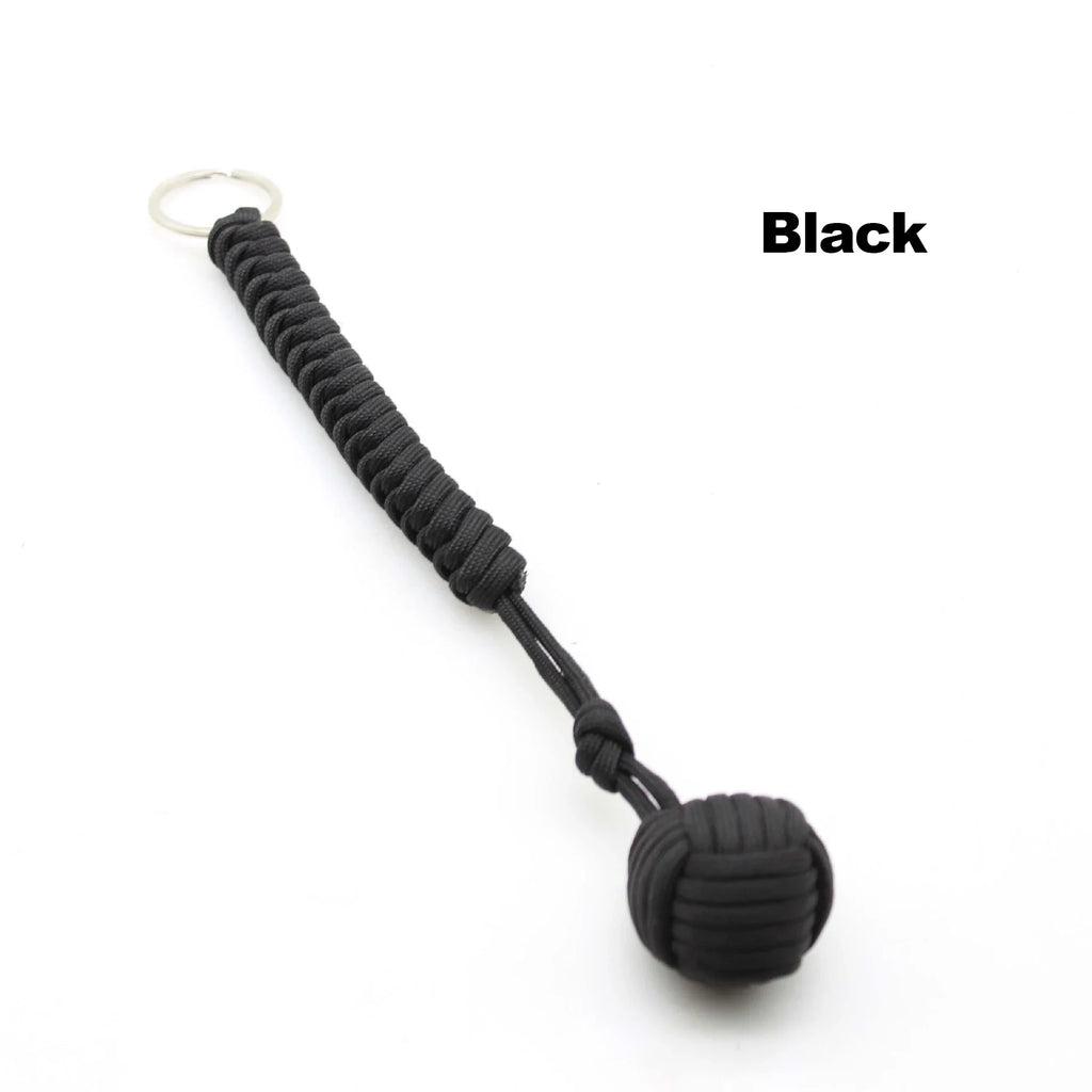 Outdoor Security Protection Black Monkey Fist Steel Ball for Girl Bearing Self Defense Lanyard Survival Key Chain Broken Windows